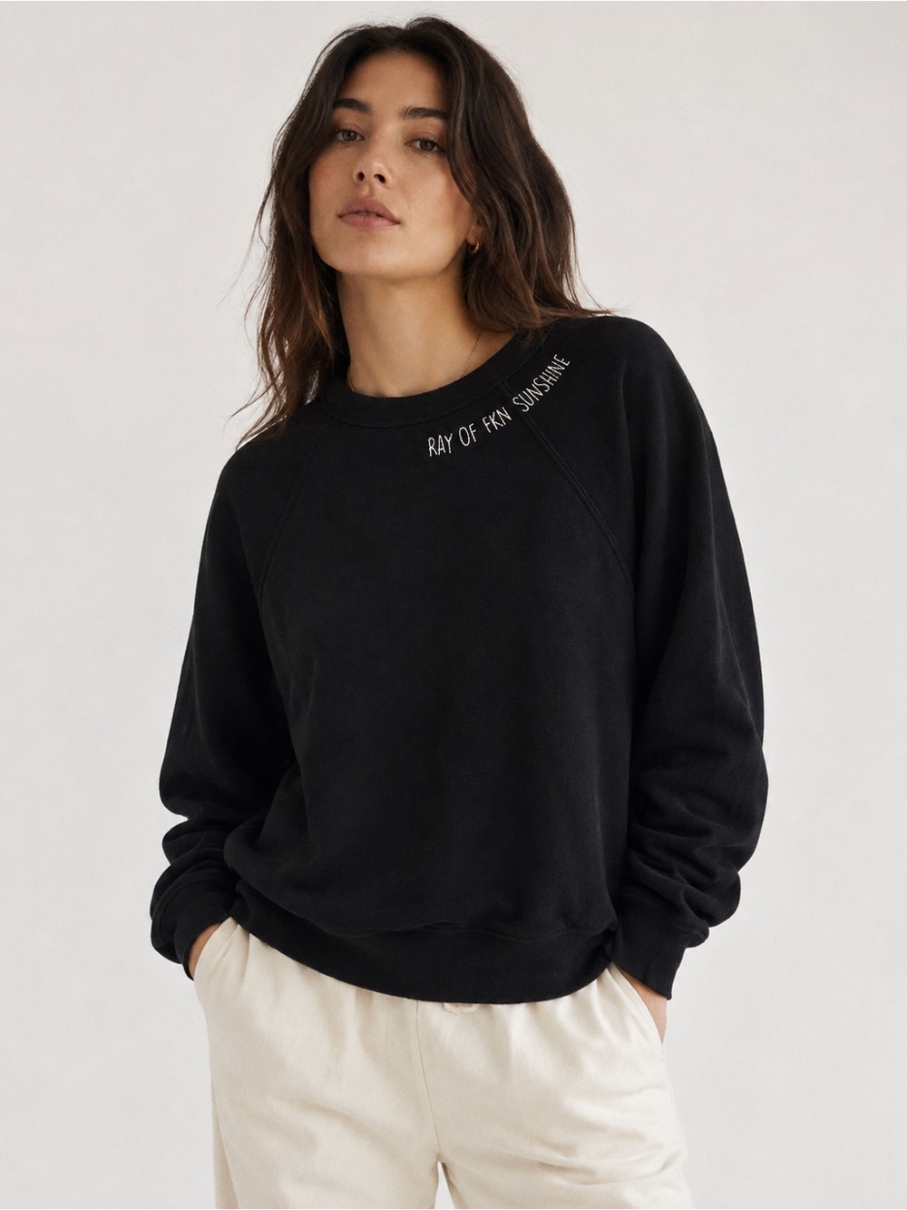 Frankie & Finnigan cotton blend embroidered sweatshirt Black oversized size S